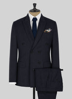 Kingsman Double Breasted Dark Blue Stripe Suit - StudioSuits