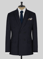 Kingsman Double Breasted Dark Blue Stripe Suit - StudioSuits