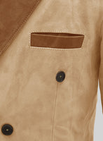 Latte Beige Suede Hampton Leather Blazer - StudioSuits
