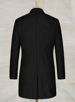 Light Weight Black Stripe Tweed Overcoat - StudioSuits