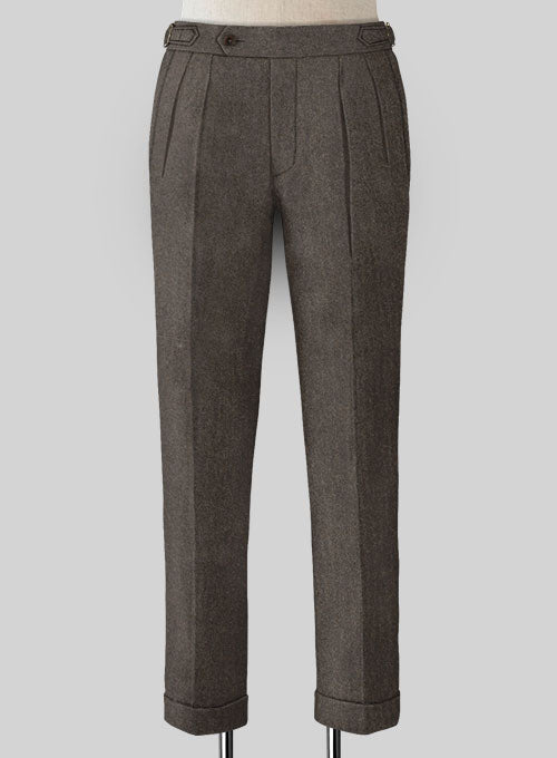 Naples Dark Brown Highland Tweed Trousers - StudioSuits