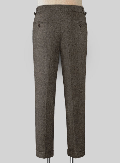 Naples Dark Brown Highland Tweed Trousers - StudioSuits