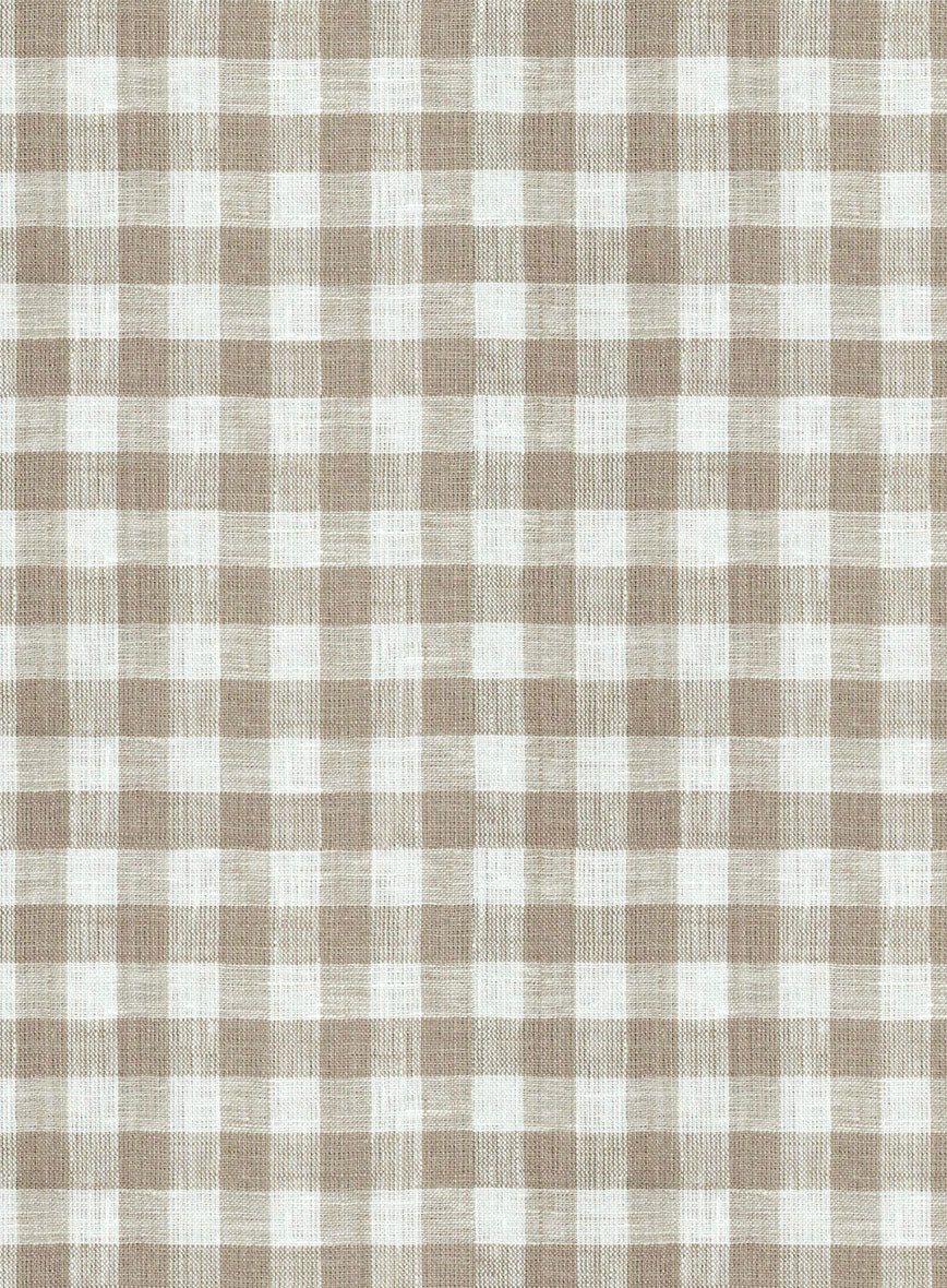 Light Brown Checks Linen Shirt - StudioSuits