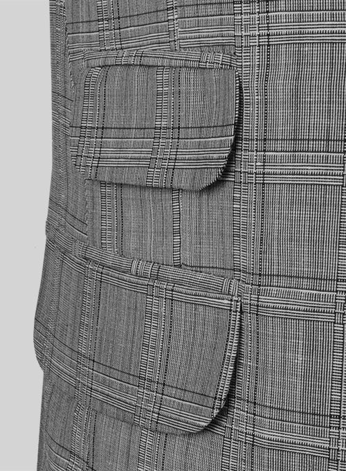 Light Gray Checks Wool Linen Jacket - StudioSuits