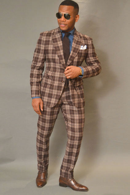 Light Weight Brown Scott Tweed Suit - StudioSuits