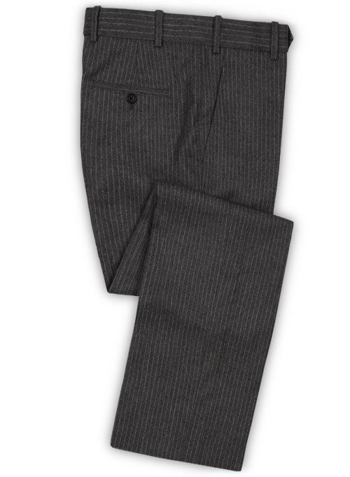 Light Weight Charcoal Stripe Tweed Pants - StudioSuits