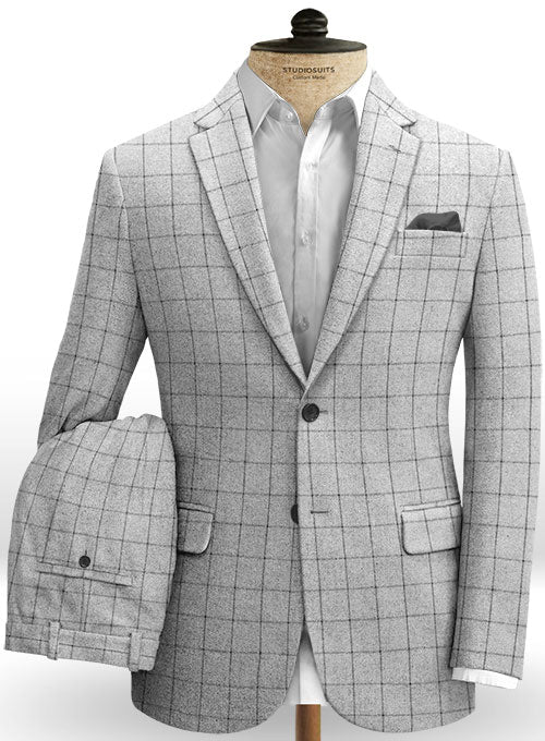 Light Weight Checks Gray Tweed Suit - StudioSuits