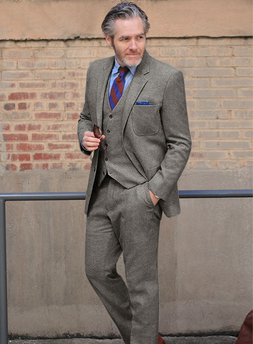 Light Weight Dark Gray Tweed Suit - Ready Size - StudioSuits