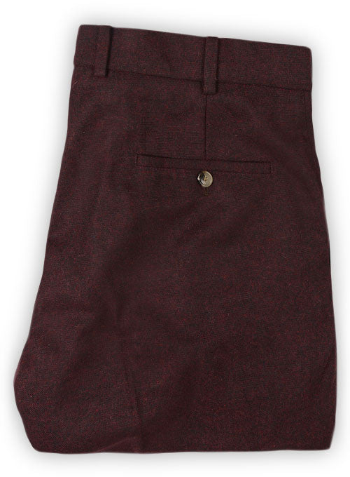 Light Weight Dark Maroon Tweed Pants - StudioSuits
