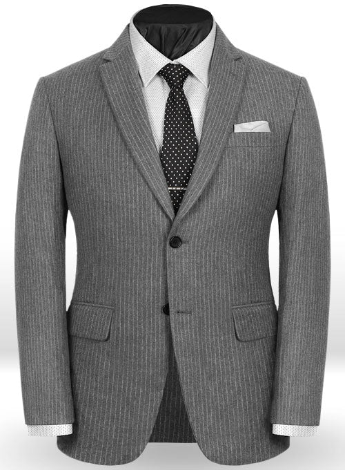 Light Weight Gray Stripe Tweed Jacket - 40R - StudioSuits