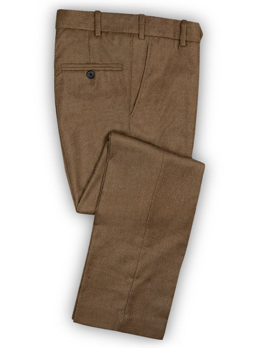 Mid Brown Flannel Wool Pants - StudioSuits