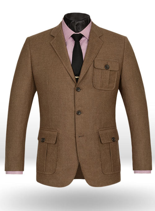Mid Brown Flannel Wool Danish Style Sports Coat - StudioSuits