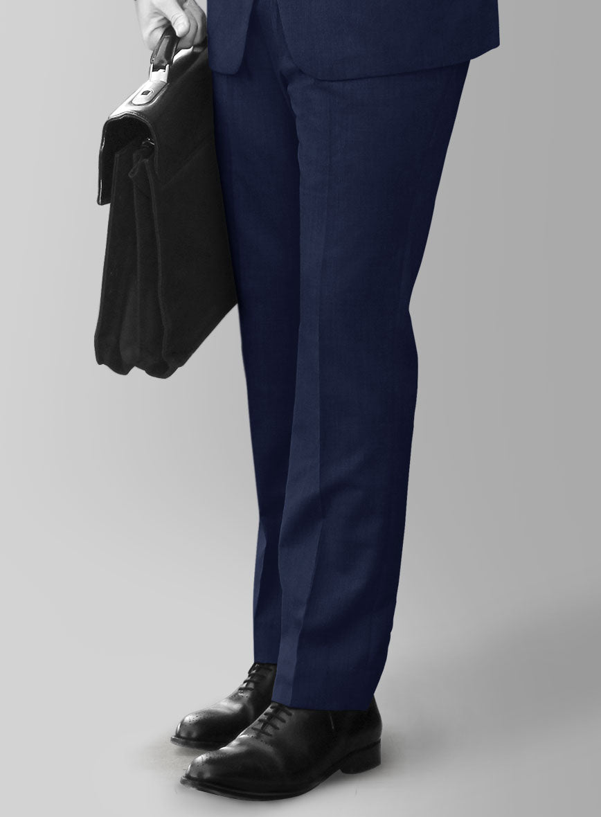 Napolean Bottle Blue Wool Pants - StudioSuits