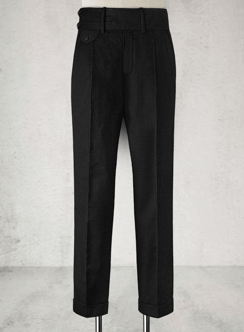 Napolean Black Double Gurkha Wool Trousers - StudioSuits