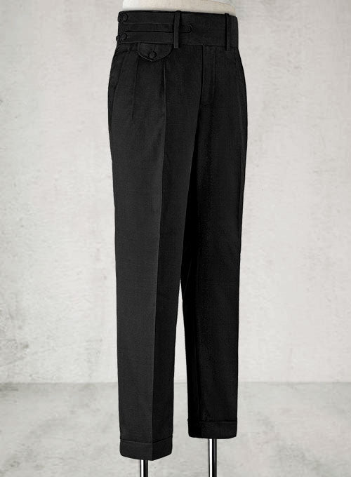 Napolean Black Double Gurkha Wool Trousers - StudioSuits