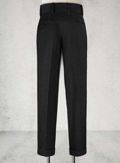 Napolean Black Double Gurkha Wool Trousers - StudioSuits