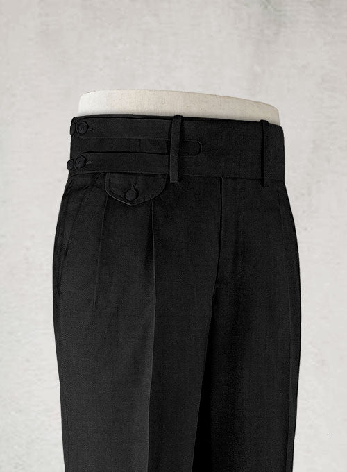 Napolean Black Double Gurkha Wool Trousers - StudioSuits