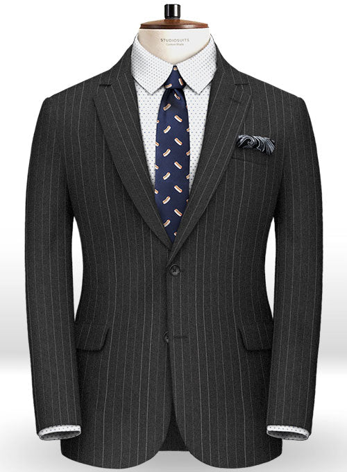 Napolean Chalk Stripe Charcoal Wool Suit - StudioSuits