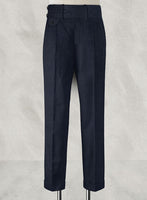 Napolean Dark Blue Double Gurkha Wool Trousers - StudioSuits
