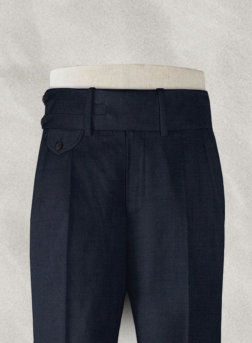 Napolean Dark Blue Double Gurkha Wool Trousers - StudioSuits