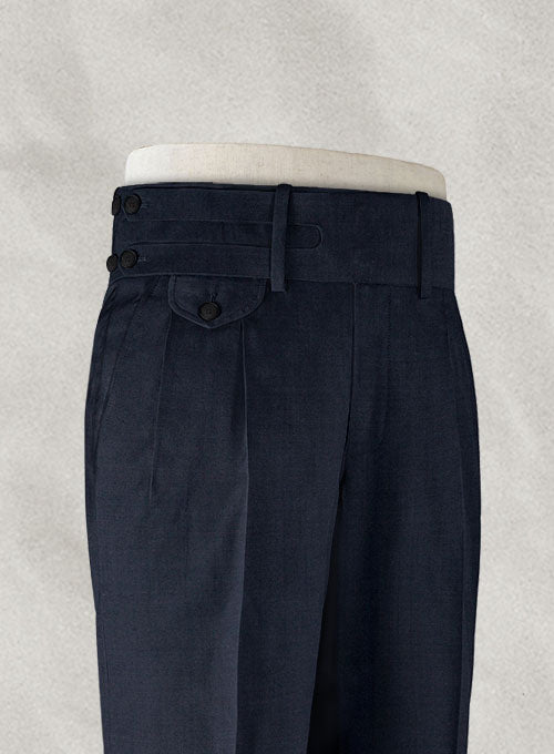 Napolean Dark Blue Double Gurkha Wool Trousers - StudioSuits