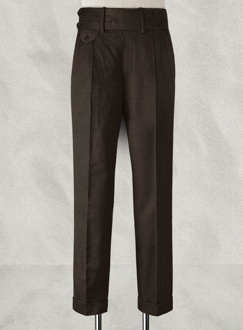 Napolean Dark Brown Double Gurkha Wool Trousers - StudioSuits