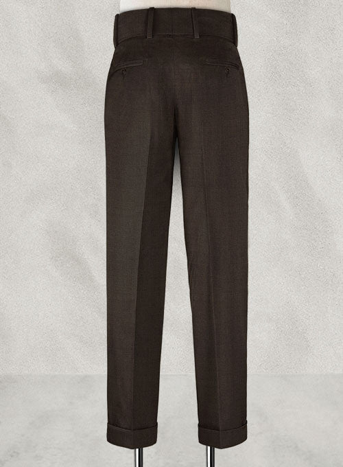 Napolean Dark Brown Double Gurkha Wool Trousers - StudioSuits