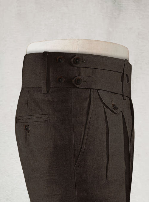 Napolean Dark Brown Double Gurkha Wool Trousers - StudioSuits