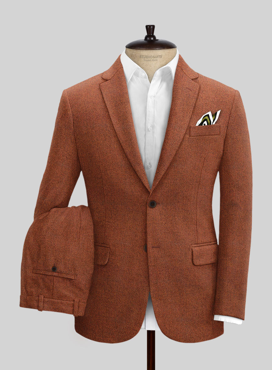 Shadow Brown Textured Single Breasted Premium Cotton Blazers For Men