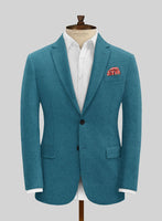 Naples Teal Blue Tweed Jacket - StudioSuits