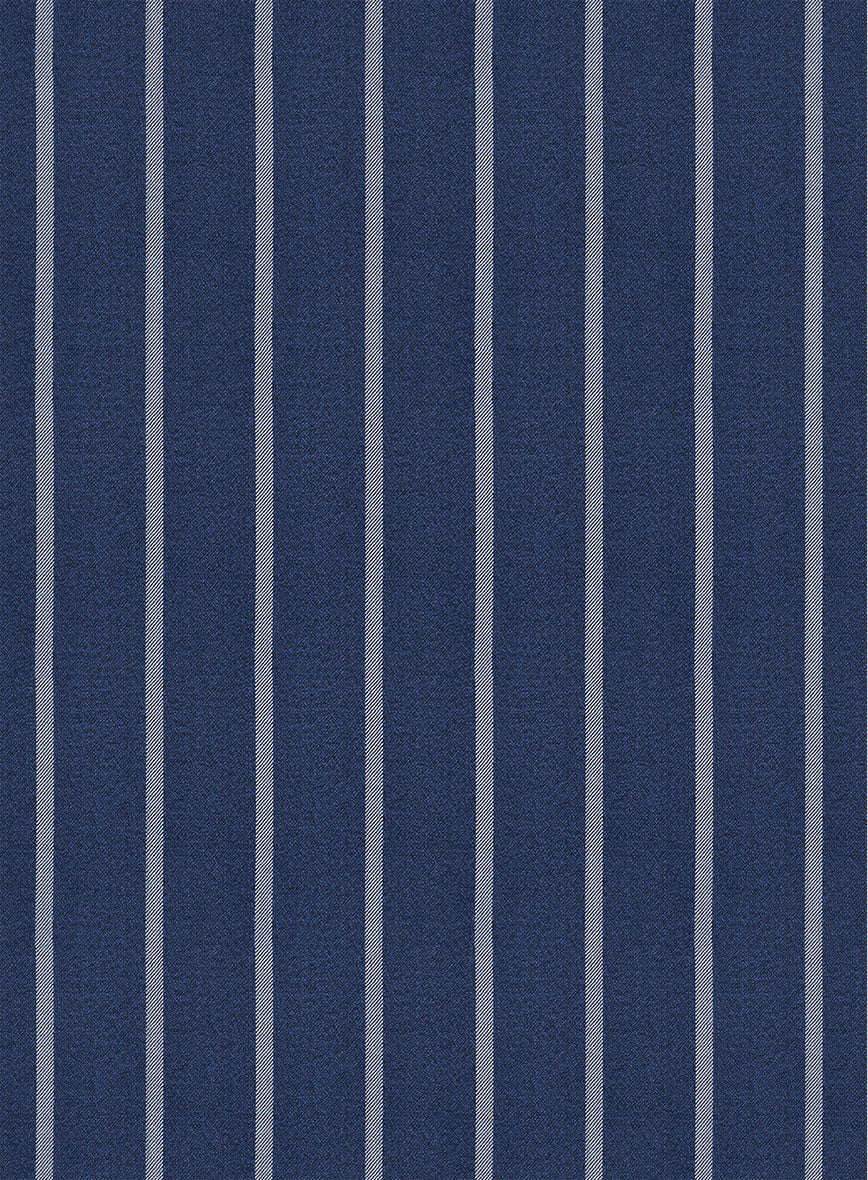 Napolean Zole Stripe Blue Wool Pants - StudioSuits