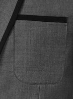 Napolean Mid Charcoal Wool Jacket - Black Trims - StudioSuits