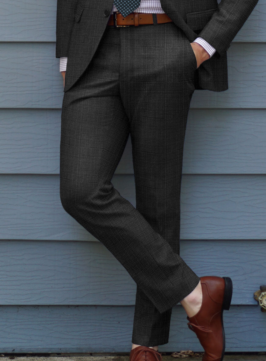 Napolean Bob Weave Charcoal Wool Pants - StudioSuits