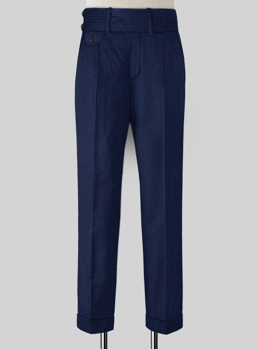 Napolean Bottle Blue Double Gurkha Wool Trousers - StudioSuits