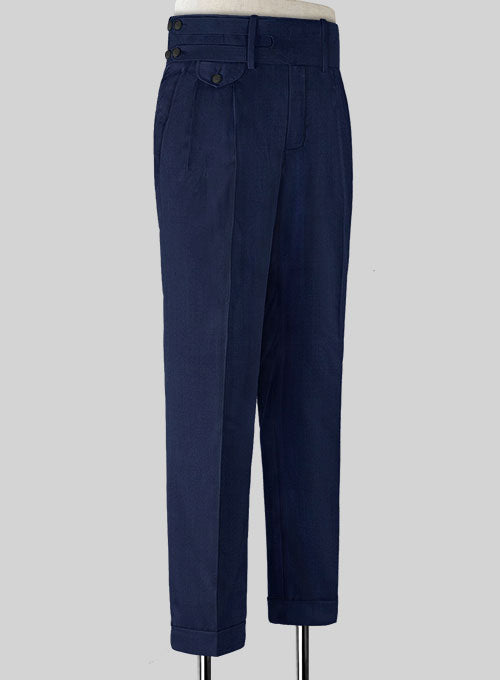 Napolean Bottle Blue Double Gurkha Wool Trousers - StudioSuits