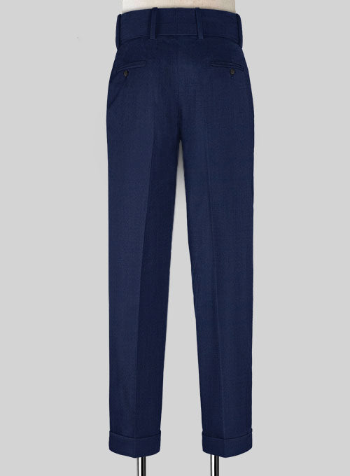 Napolean Bottle Blue Double Gurkha Wool Trousers - StudioSuits