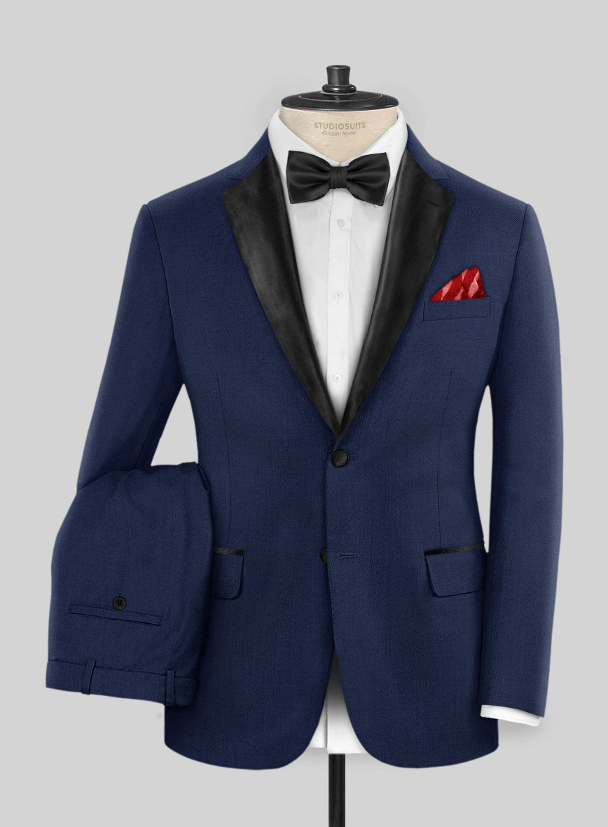 Napolean Bottle Blue Wool Tuxedo Suit - StudioSuits