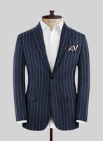 Napolean Ikel Stripe Space Blue Wool Jacket - StudioSuits
