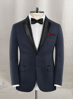 Napolean Mini Houndstooth Blue Wool Tuxedo Suit - StudioSuits