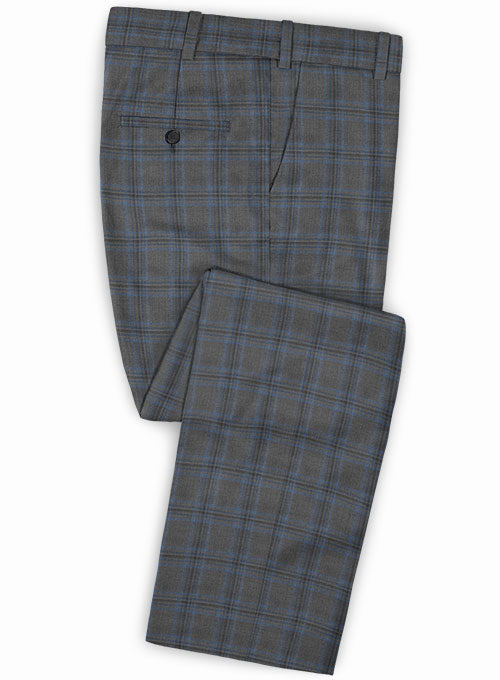 Napolean Sarcho Gray Blue Wool Pants - StudioSuits