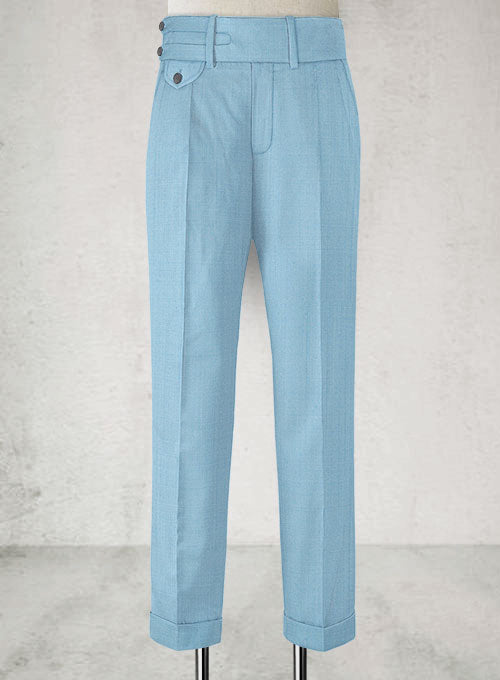 Napolean Taj Blue Double Gurkha Wool Trousers - StudioSuits