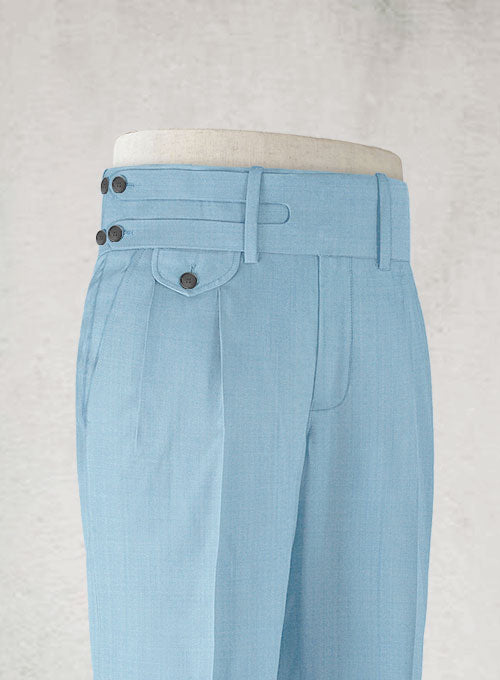 Napolean Taj Blue Double Gurkha Wool Trousers - StudioSuits