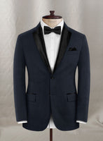 Napolean Navy Herringbone Wool Tuxedo Jacket - StudioSuits