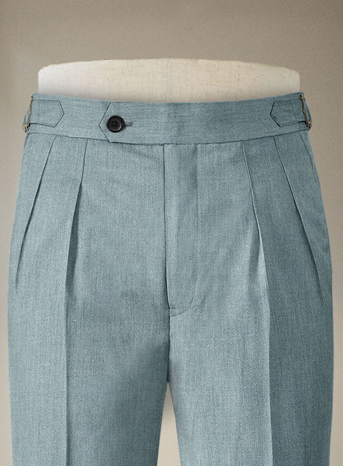 Napolean Stretch Gray Blue Highland Wool Trousers - StudioSuits