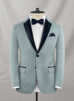 Napolean Stretch Gray Blue Wool Tuxedo Suit - StudioSuits