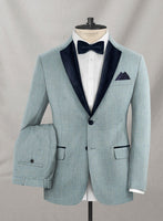 Napolean Stretch Gray Blue Wool Tuxedo Suit - StudioSuits