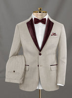 Napolean Stretch Pale Brown Wool Tuxedo Suit - StudioSuits