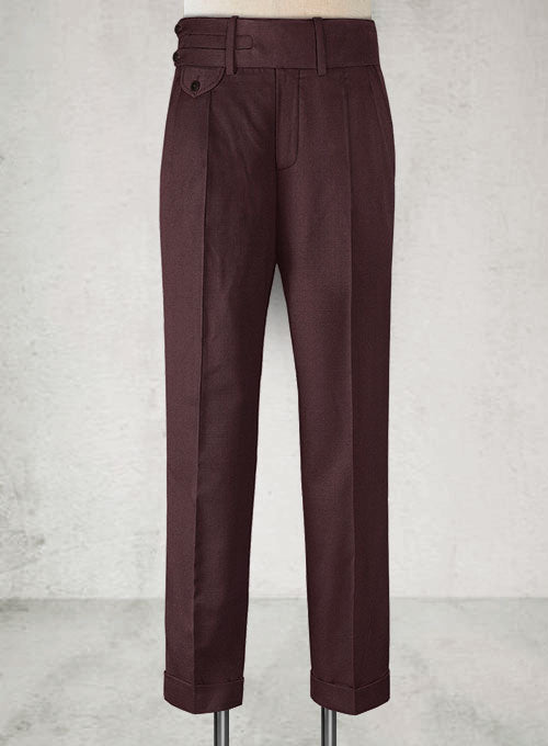 Napolean Wine Double Gurkha Wool Trousers - StudioSuits