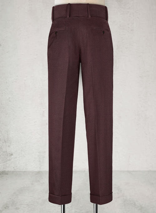 Napolean Wine Double Gurkha Wool Trousers - StudioSuits