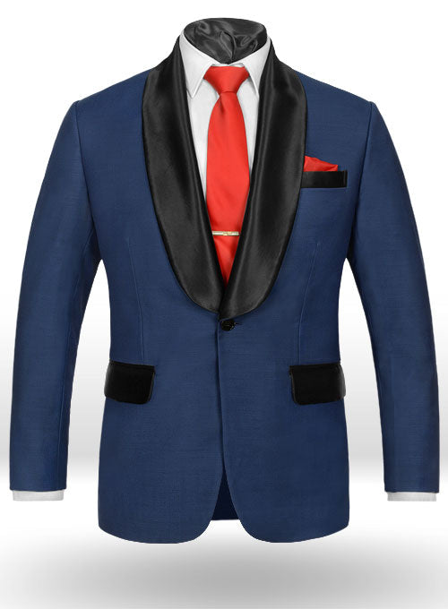 Napolean Persian Blue Wool Tuxedo Jacket - StudioSuits
